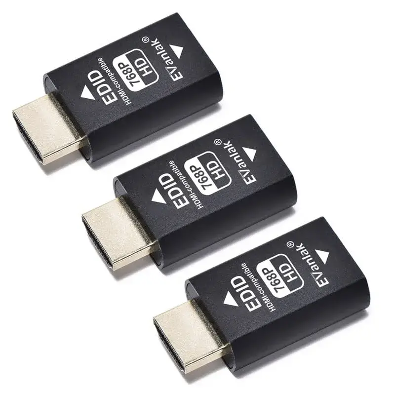 EVanlak HDMI EDID Emulator Passthrough 768-3P 3-Pack for Seamless Display Resolution Maintenance - main product image