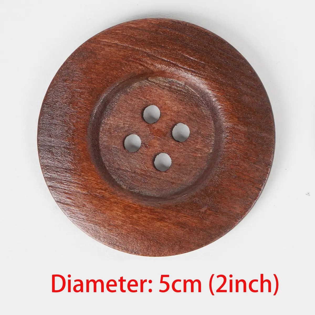 Chenkou Craft 20pcs Large Size 50mm (2") Light Brown Round Wood Buttons | 4 Holes for Sewing & Crafting - view 2