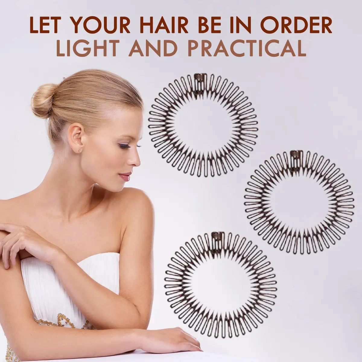 TUICARE Flexible Plastic Circular Stretch Hair Combs Headband Holder 3-Pack | Comfortable All-Day Hold - view 6