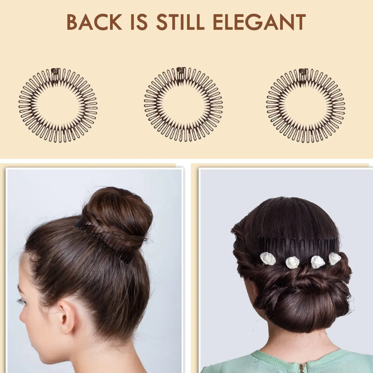 TUICARE Flexible Plastic Circular Stretch Hair Combs Headband Holder 3-Pack | Comfortable All-Day Hold - view 3