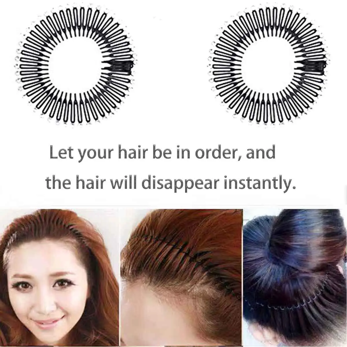 TUICARE Full Circular Stretch Hairband Holder with Rhinestone Comb, 30cm Spread Size | Flexible Plastic Teeth for All Hair Types - view 2