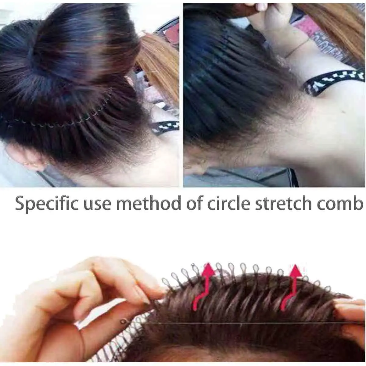 TUICARE Full Circular Stretch Hairband Holder with Rhinestone Comb, 30cm Spread Size | Flexible Plastic Teeth for All Hair Types - view 3