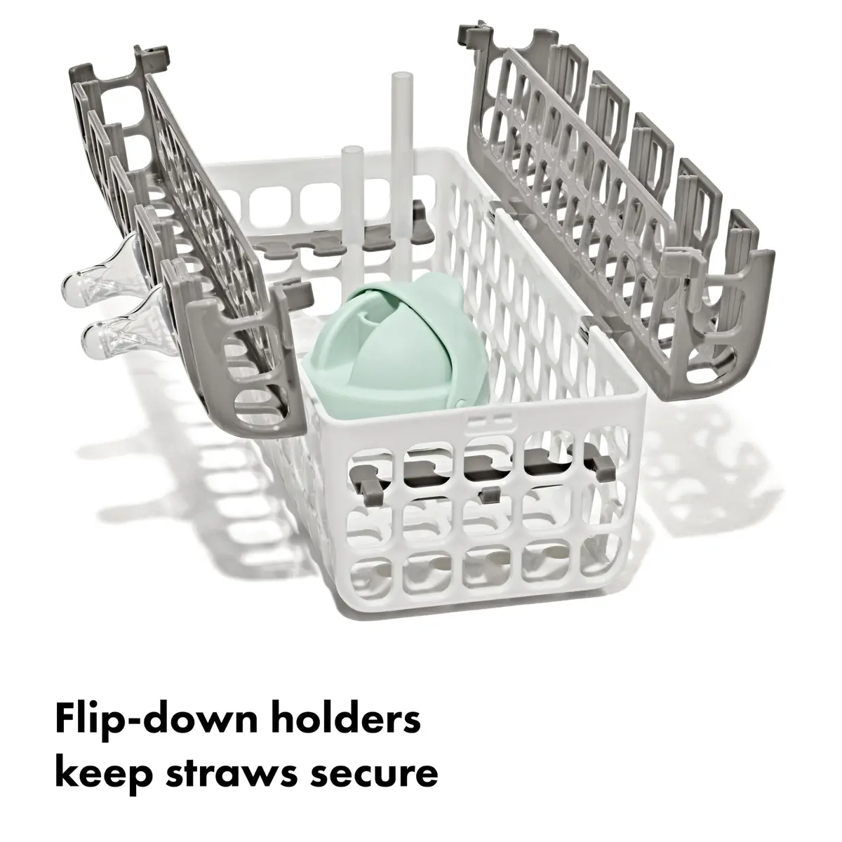 OXO Tot Dishwasher Basket, Gray | Space-Efficient Baby Bottle & Straw Parts Holder - view 3