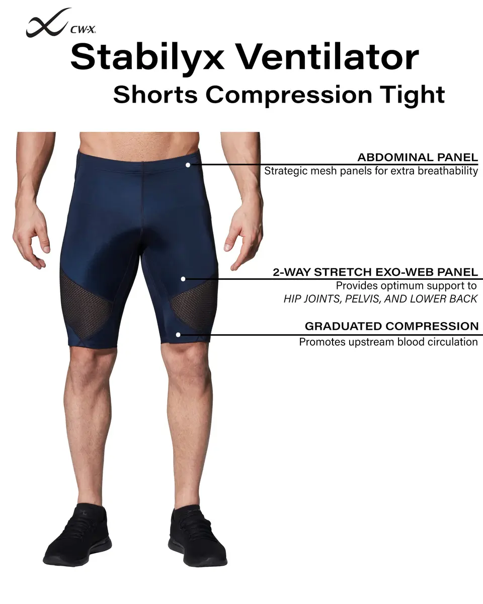 CW-X Men's Stabilyx Ventilator Compression Shorts | Advanced Joint Support & Breathable Mesh (70-120 chars) - view 3