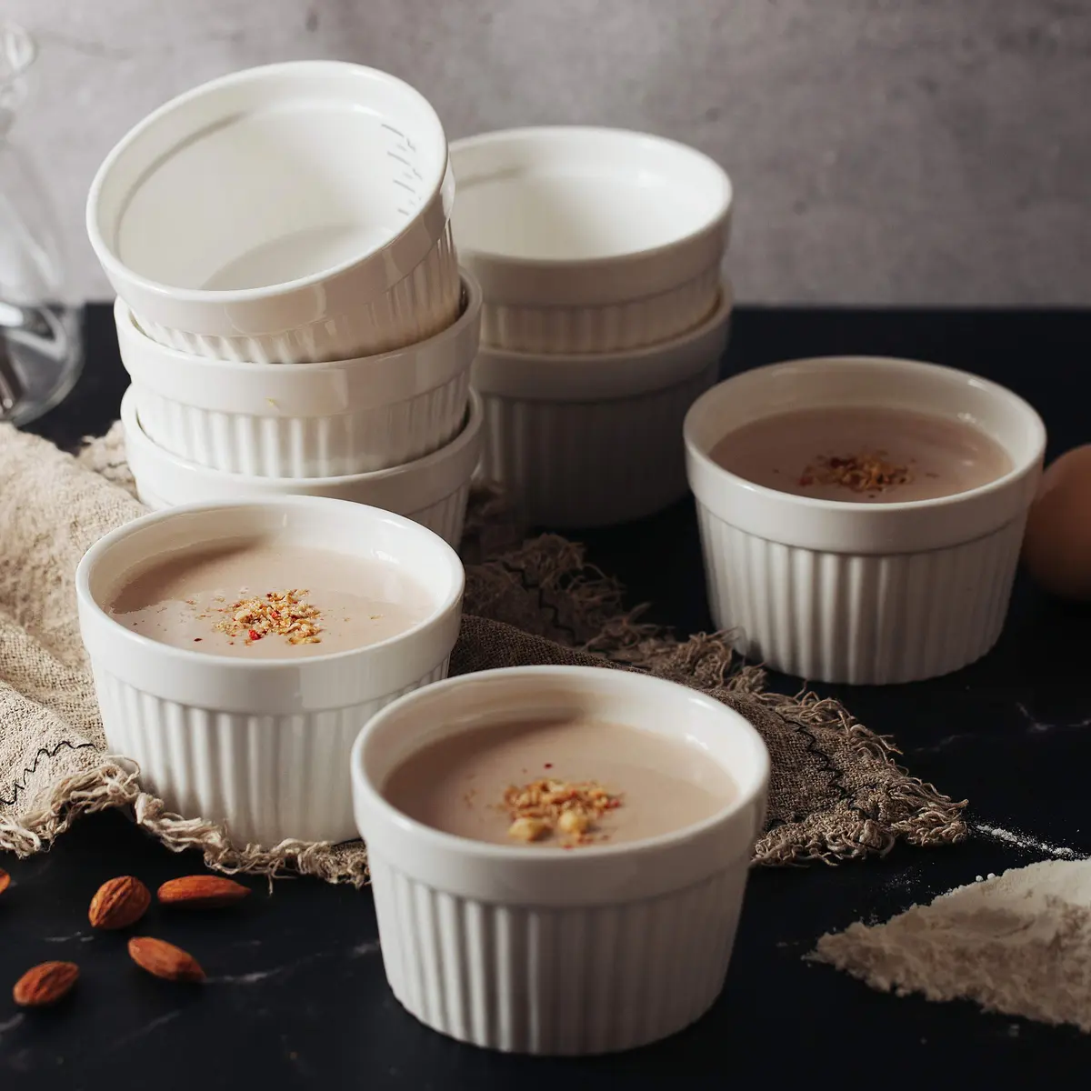 Brew To A Tea Ramekins 8 oz Set of 8 | Elegant Ceramic Bakeware for Crème Brûlée & More - view 6