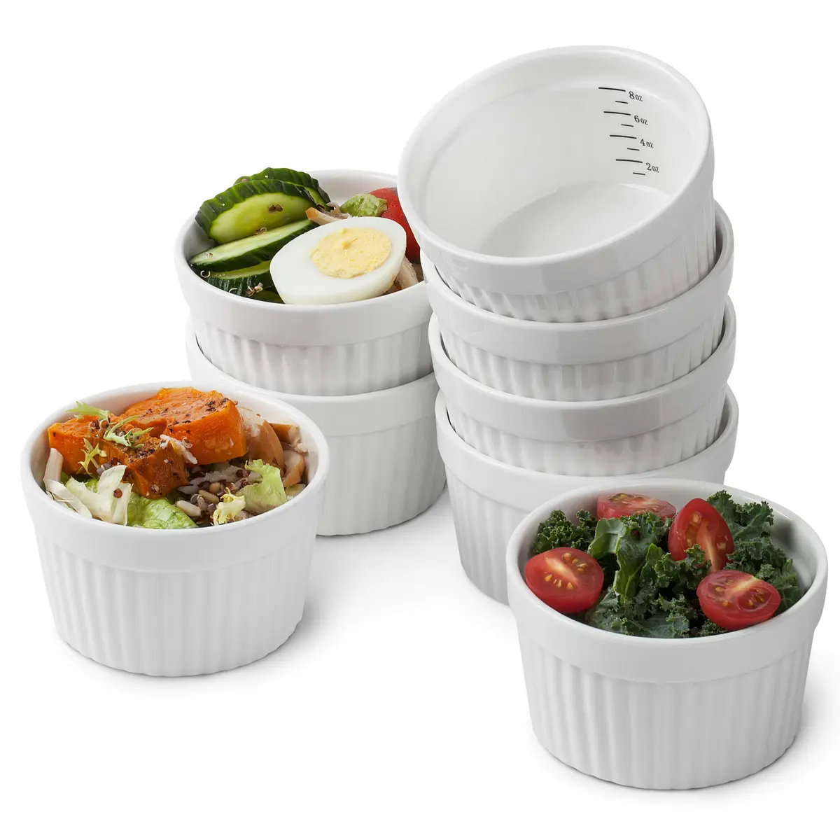 Brew To A Tea Ramekins 8 oz Set of 8 | Elegant Ceramic Bakeware for Crème Brûlée & More - view 8