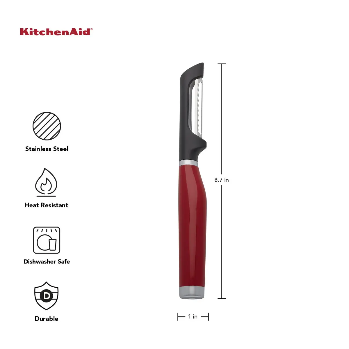 KitchenAid Gourmet Euro Peeler, 8.7-Inch, Red | Double-Edged Serrated Blade for Fruits & Vegetables - view 3