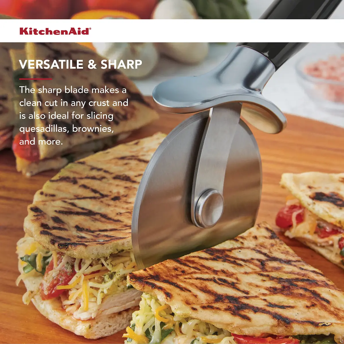 KitchenAid Classic Pizza Wheel with Sharp Blade & Finger Guard, 22.86 cm (9-Inch) | Cuts Crusts, Pies, and Dough - view 4