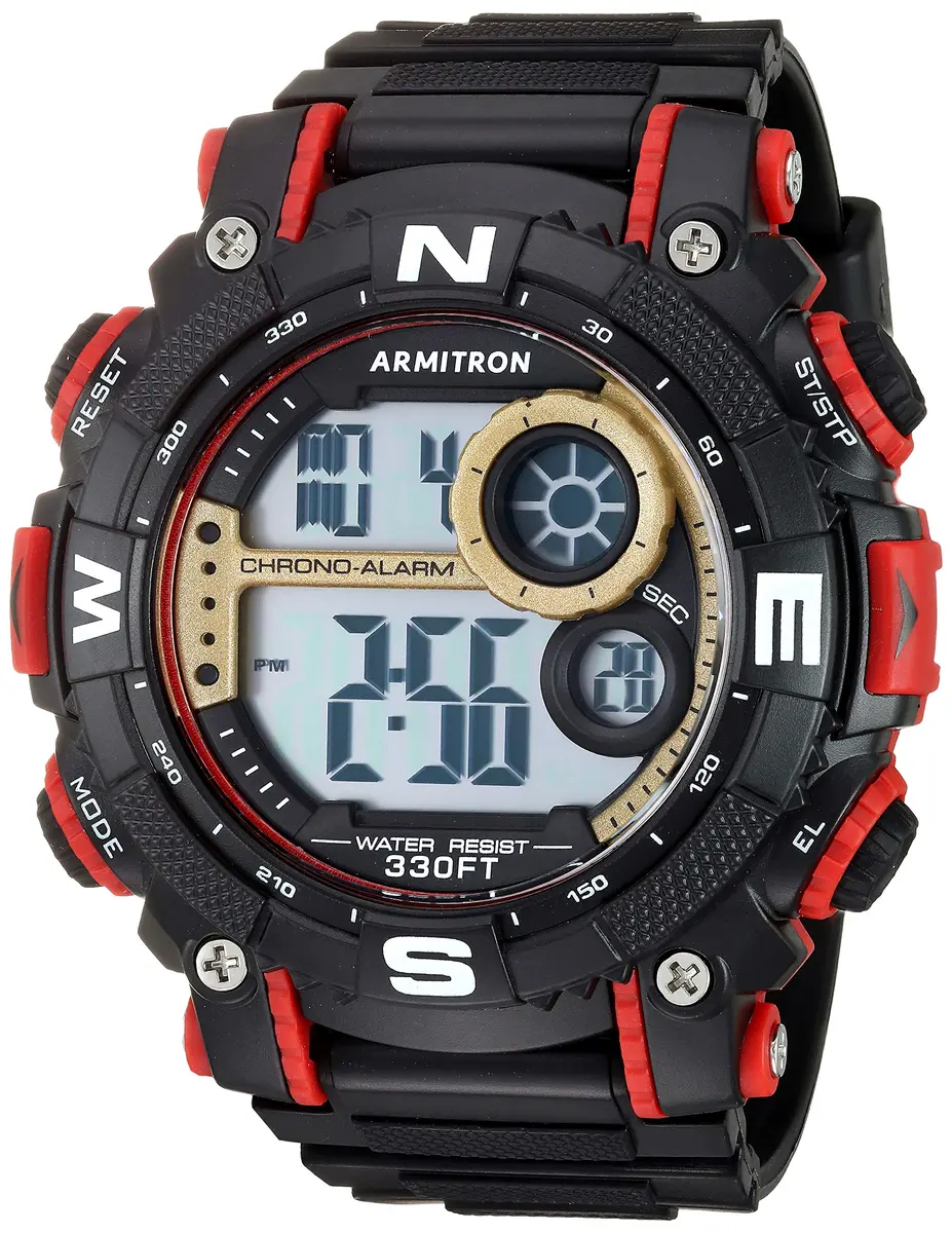 Armitron Sport Men's Dark Red Accented Digital Chronograph Watch, 40/8284GBR | Water-Resistant 100m, Digital Display, Sport Style - main product image