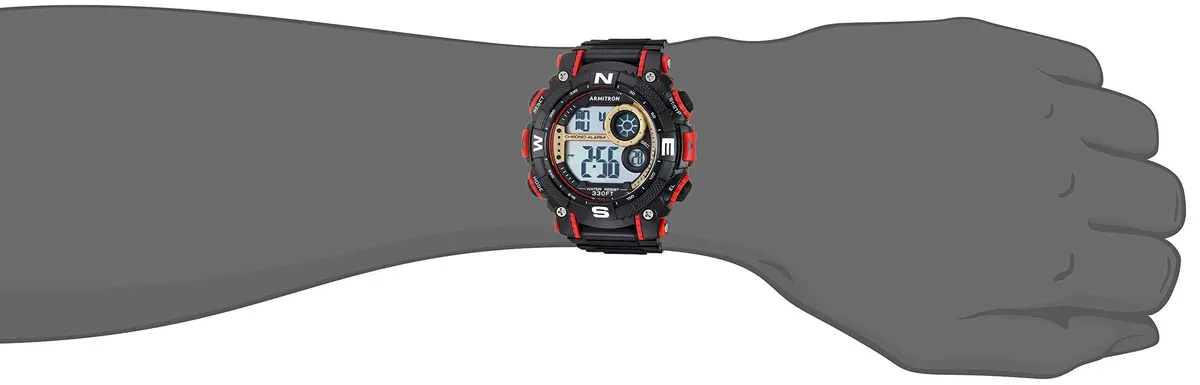 Armitron Sport Men's Dark Red Accented Digital Chronograph Watch, 40/8284GBR | Water-Resistant 100m, Digital Display, Sport Style - view 2