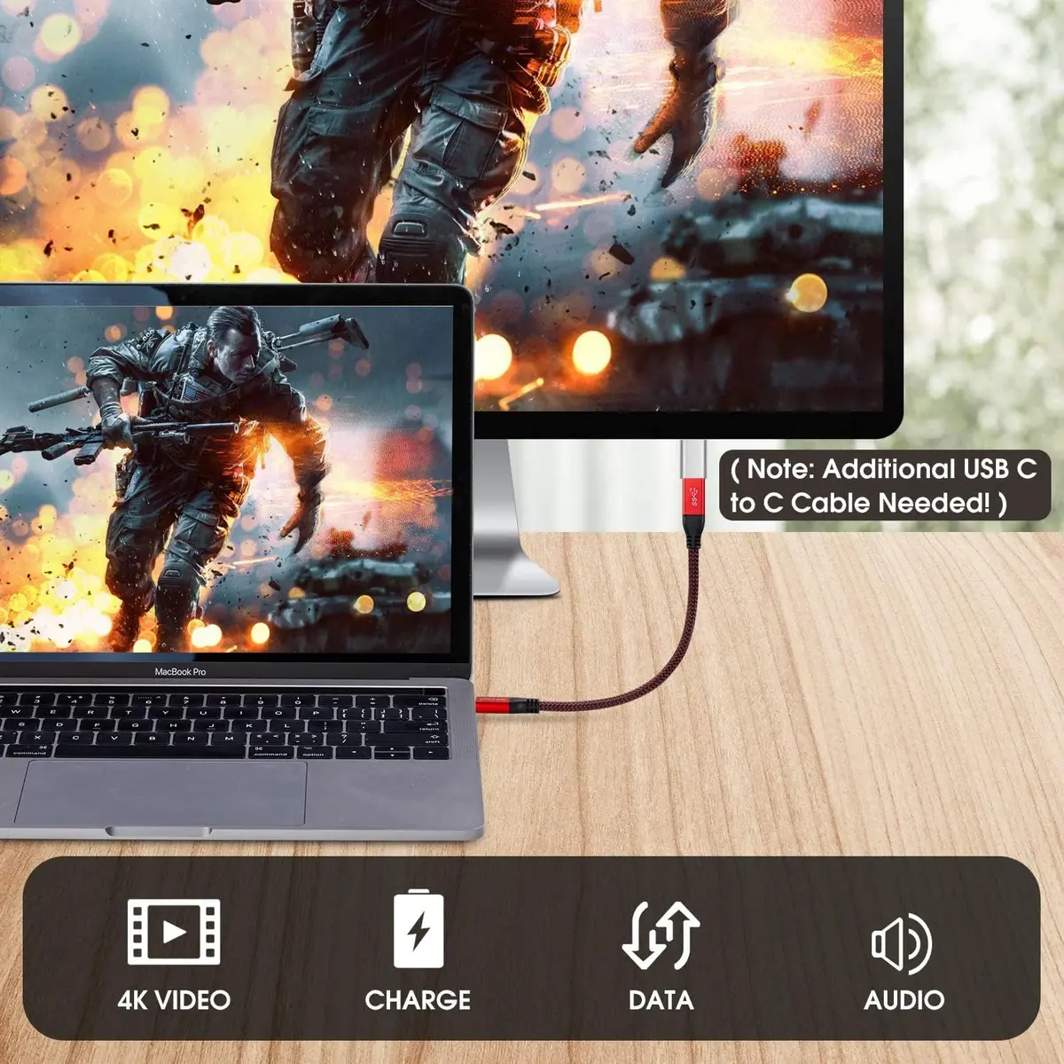 RIITOP USB C Extension Cable 20cm (7.8 inch) | 10Gbps Data & 100W Charging | Thunderbolt 3 Compatible - view 6