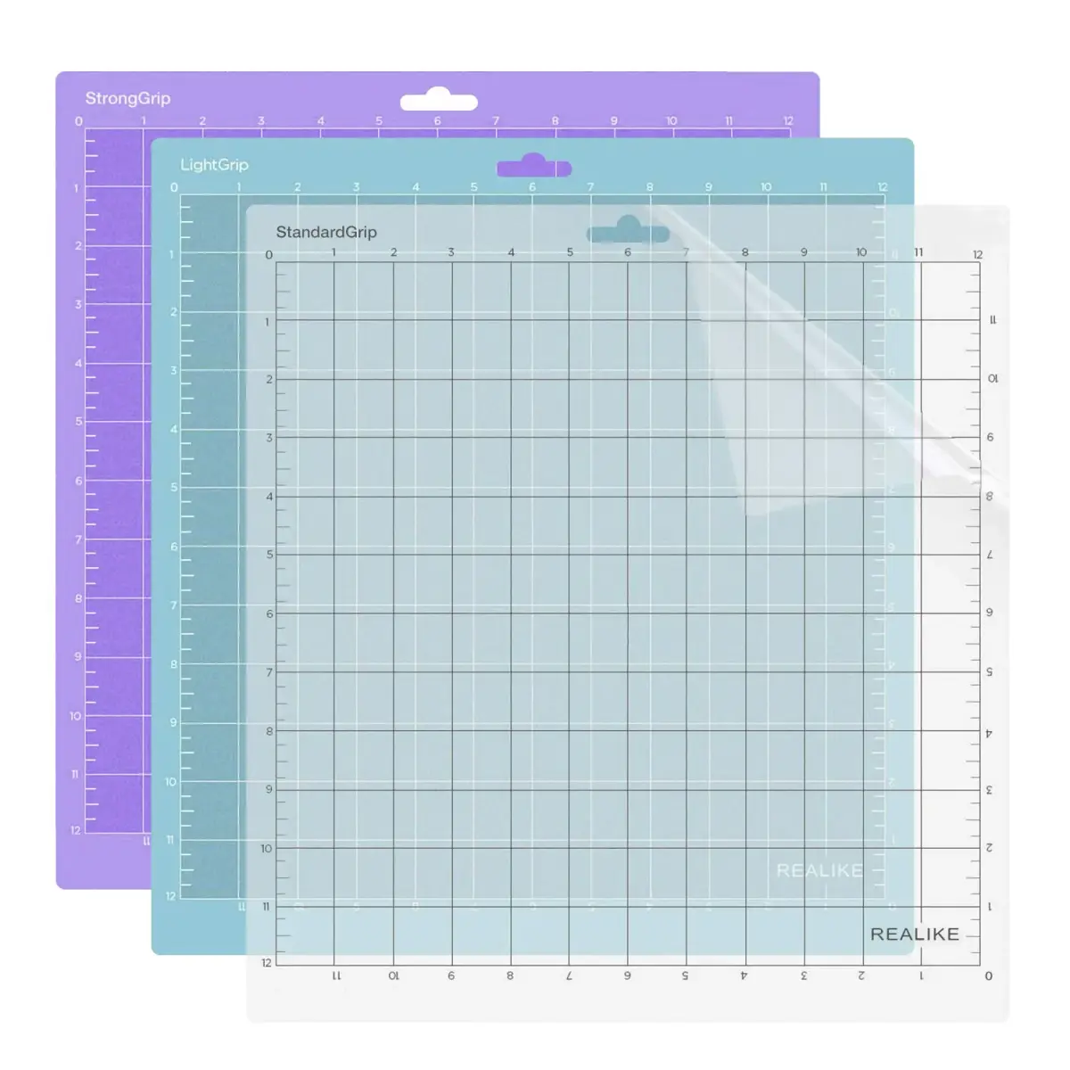 REALIKE 12x12 Inch Cutting Mats (3-Pack, Variety) | Self-Healing PVC for Quilting, Sewing, Crafts - main product image
