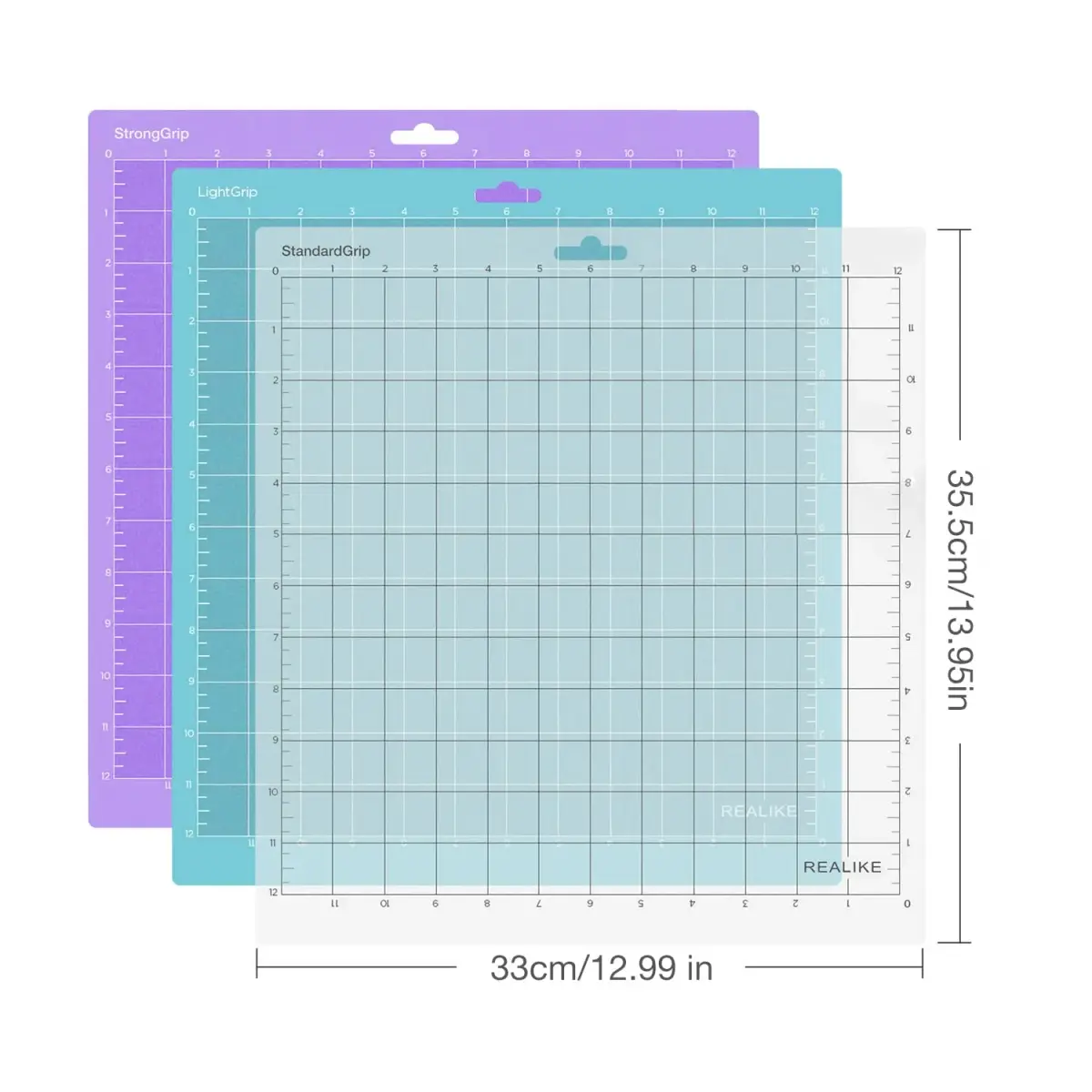 REALIKE 12x12 Inch Cutting Mats (3-Pack, Variety) | Self-Healing PVC for Quilting, Sewing, Crafts - view 2