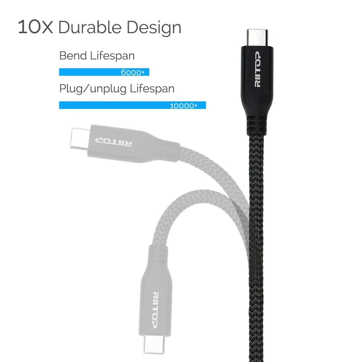 RIITOP USB-C Extension Cable 2ft (0.6m) | 10Gbps Data Transfer & 100W Charging - view 6