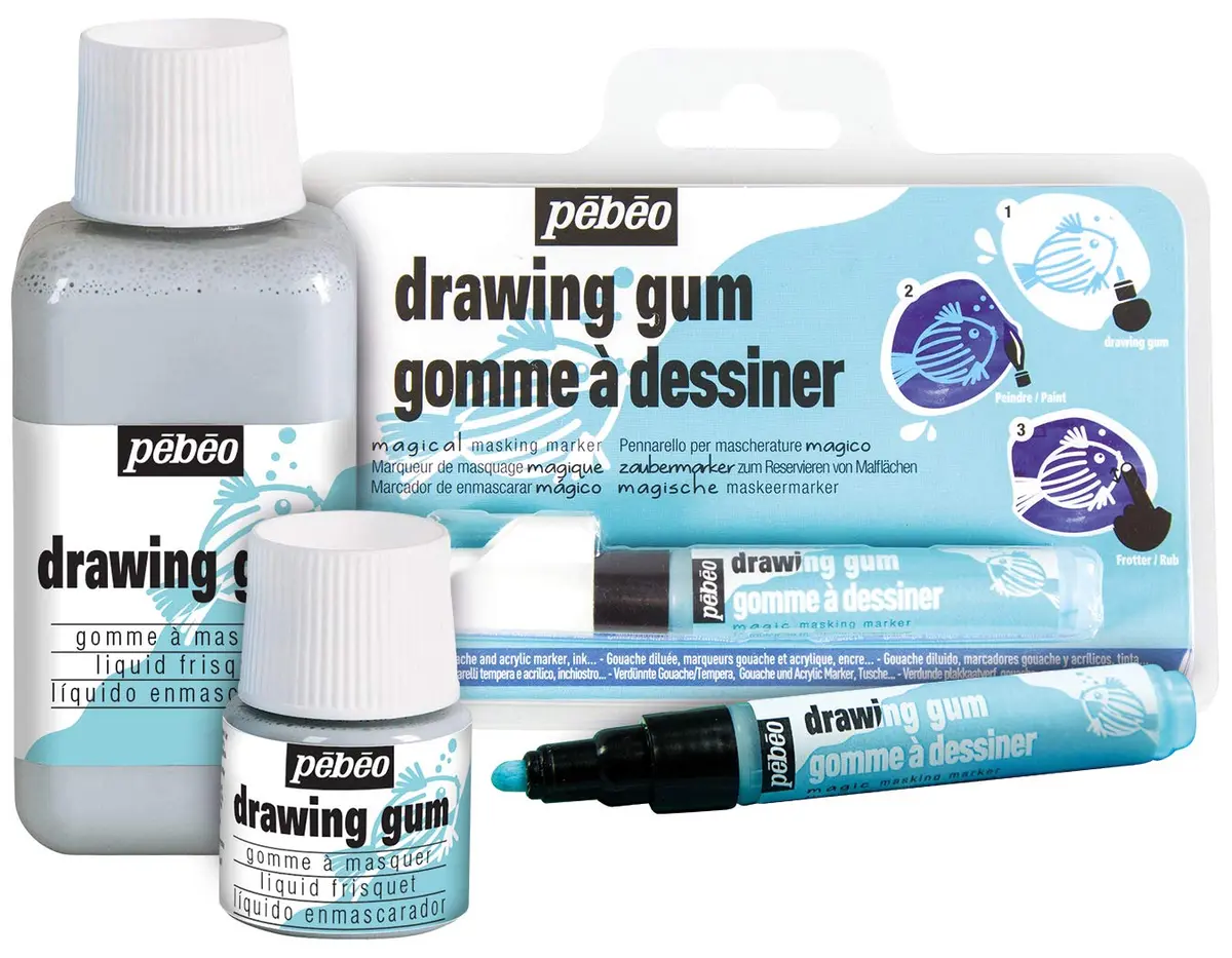 PEBEO Drawing Gum Marker 4mm (0.16 inch) Tip, Latex-Free, Black Ink | Waterproof Masking Fluid for Art & Crafts - view 6