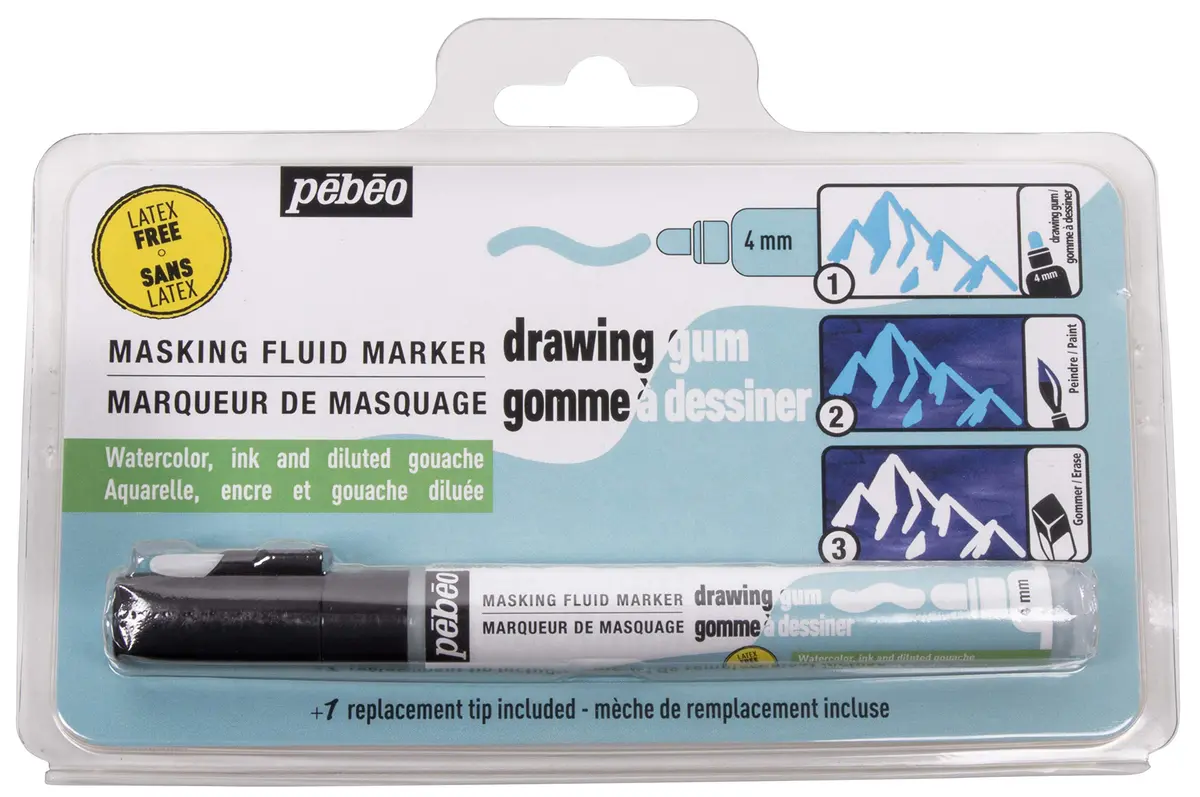 PEBEO Drawing Gum Marker 4mm (0.16 inch) Tip, Latex-Free, Black Ink | Waterproof Masking Fluid for Art & Crafts - main product image