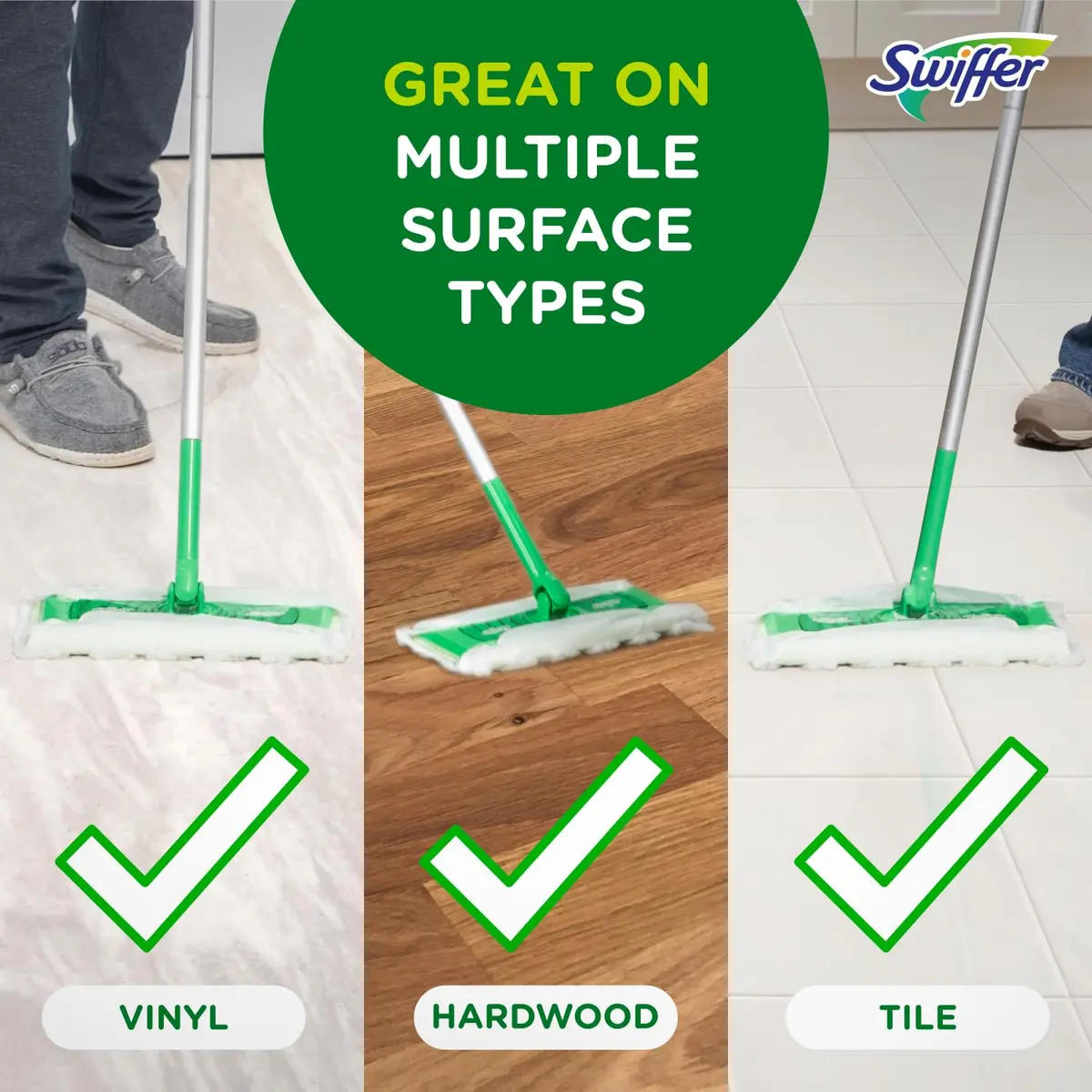 Swiffer Sweeper 2-in-1 Mop Starter Kit | Dry & Wet Multi-Surface Floor Cleaner, 20-Piece Set - view 4