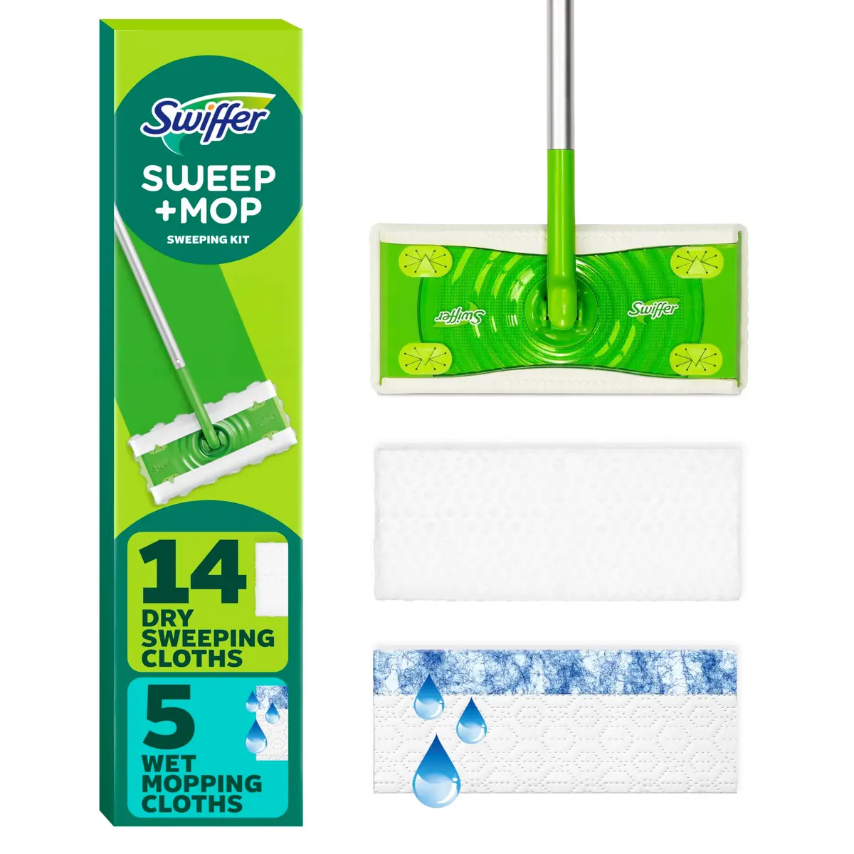 Swiffer Sweeper 2-in-1 Mop Starter Kit | Dry & Wet Multi-Surface Floor Cleaner, 20-Piece Set - main product image