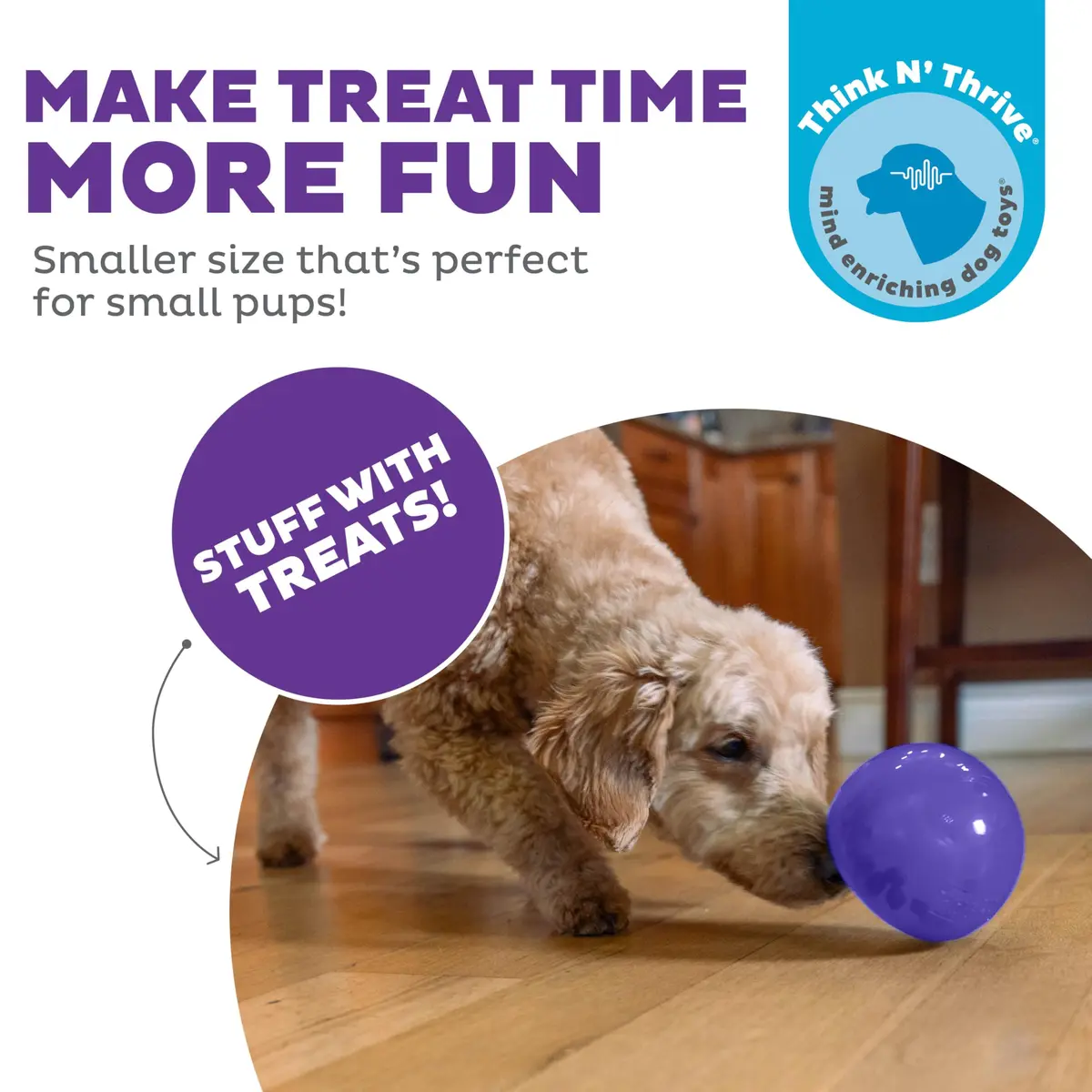 Outward Hound Lil' Snoop Interactive Treat Dispensing Dog Toy, Purple, 3.9" | Mental Stimulation & Slow Feeding - view 2