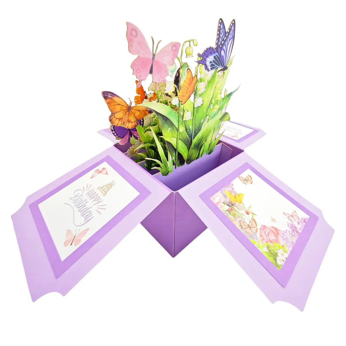 Akeydeco 3D Pop Up Birthday Cards 6.1*5.1inch | Laser Cut Happy Birthday Greeting Card for Mom, Wife, Sister, Friends - view 3