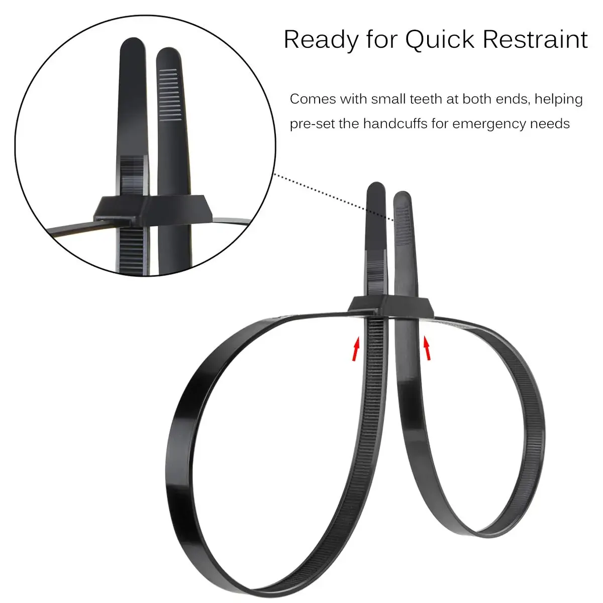 VAMRONE 35.4" Flex Cuffs, 10Pcs Heavy Duty Zip Tie Handcuffs | 90 cm (35.4") Double Cuffs, 250 lbs Tensile Strength - view 4