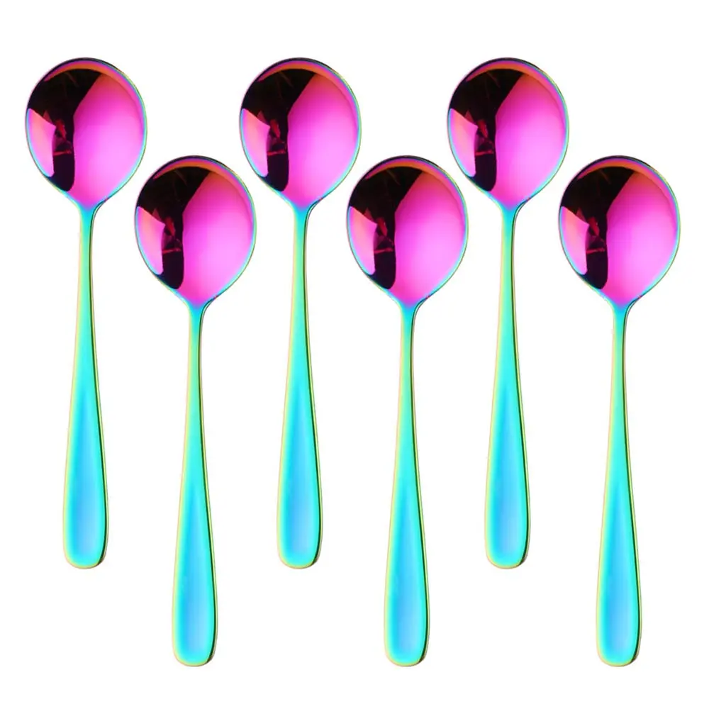Buyer Star Bouillon Spoon Sets, 7-Inch Rainbow Stainless Steel | Durable & Elegant (70-120 chars) - main product image