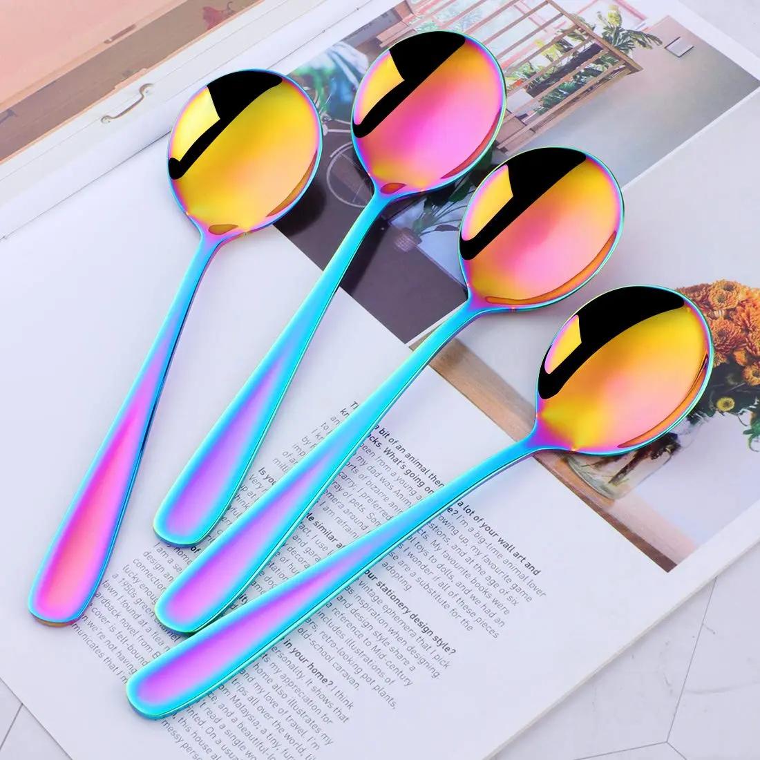 Buyer Star Bouillon Spoon Sets, 7-Inch Rainbow Stainless Steel | Durable & Elegant (70-120 chars) - view 2