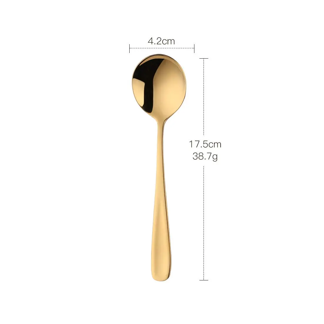 Buyer Star 7-Inch Round Soup Spoons, 18/10 Stainless Steel, Set of 6 | Gold Finish - view 7
