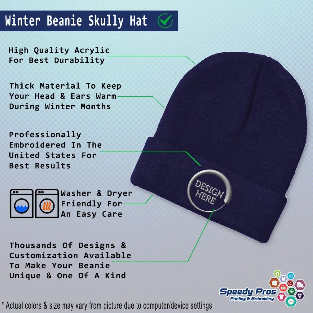 Speedy Pros Beanies for Men Black Bass Clef Gold Embroidery | Winter Skull Cap for Women Acrylic One Size Navy - view 4