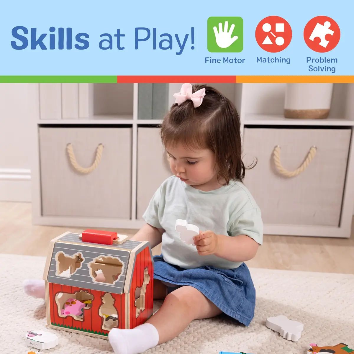 Melissa & Doug Take-Along Wooden Toy Barn, 11-Pc Portable Toddler Playset with Farm Animals & Pop-Up Roof, Preschool Learning Toys for Girls & Boys 2+ - view 4
