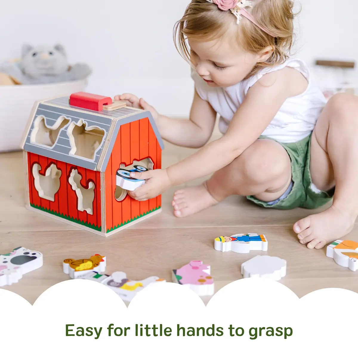 Melissa & Doug Take-Along Wooden Toy Barn, 11-Pc Portable Toddler Playset with Farm Animals & Pop-Up Roof, Preschool Learning Toys for Girls & Boys 2+ - view 6