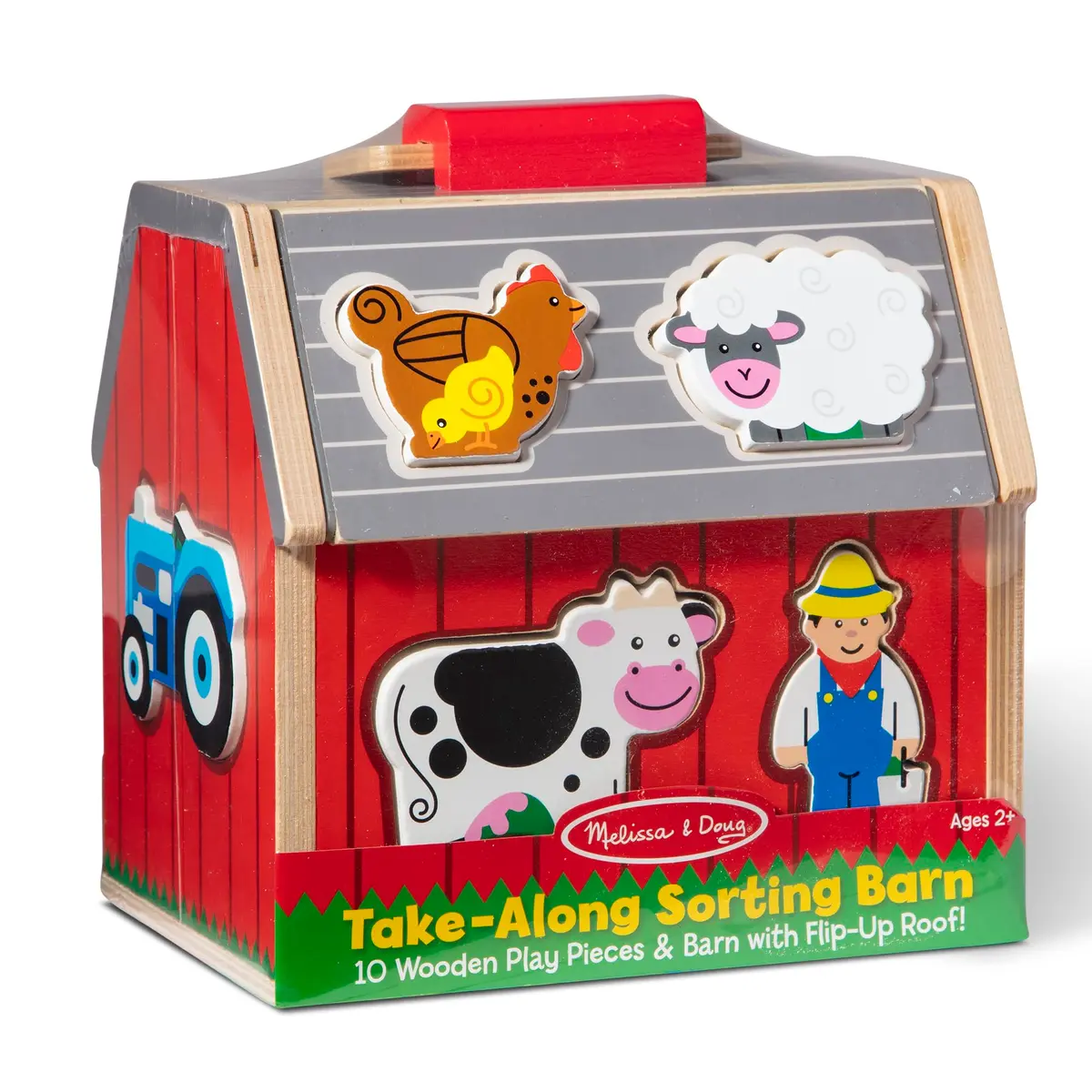 Melissa & Doug Take-Along Wooden Toy Barn, 11-Pc Portable Toddler Playset with Farm Animals & Pop-Up Roof, Preschool Learning Toys for Girls & Boys 2+ - view 7