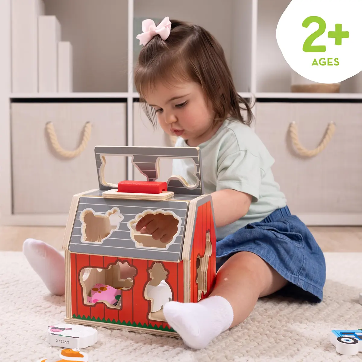 Melissa & Doug Take-Along Wooden Toy Barn, 11-Pc Portable Toddler Playset with Farm Animals & Pop-Up Roof, Preschool Learning Toys for Girls & Boys 2+ - view 2