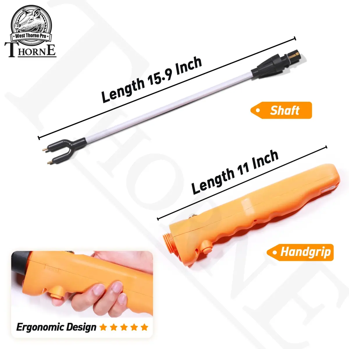 West Thorne Pro Rechargeable Cattle Prod 62cm (25.9in) with LED Light | Essential Livestock Management Tool - view 3