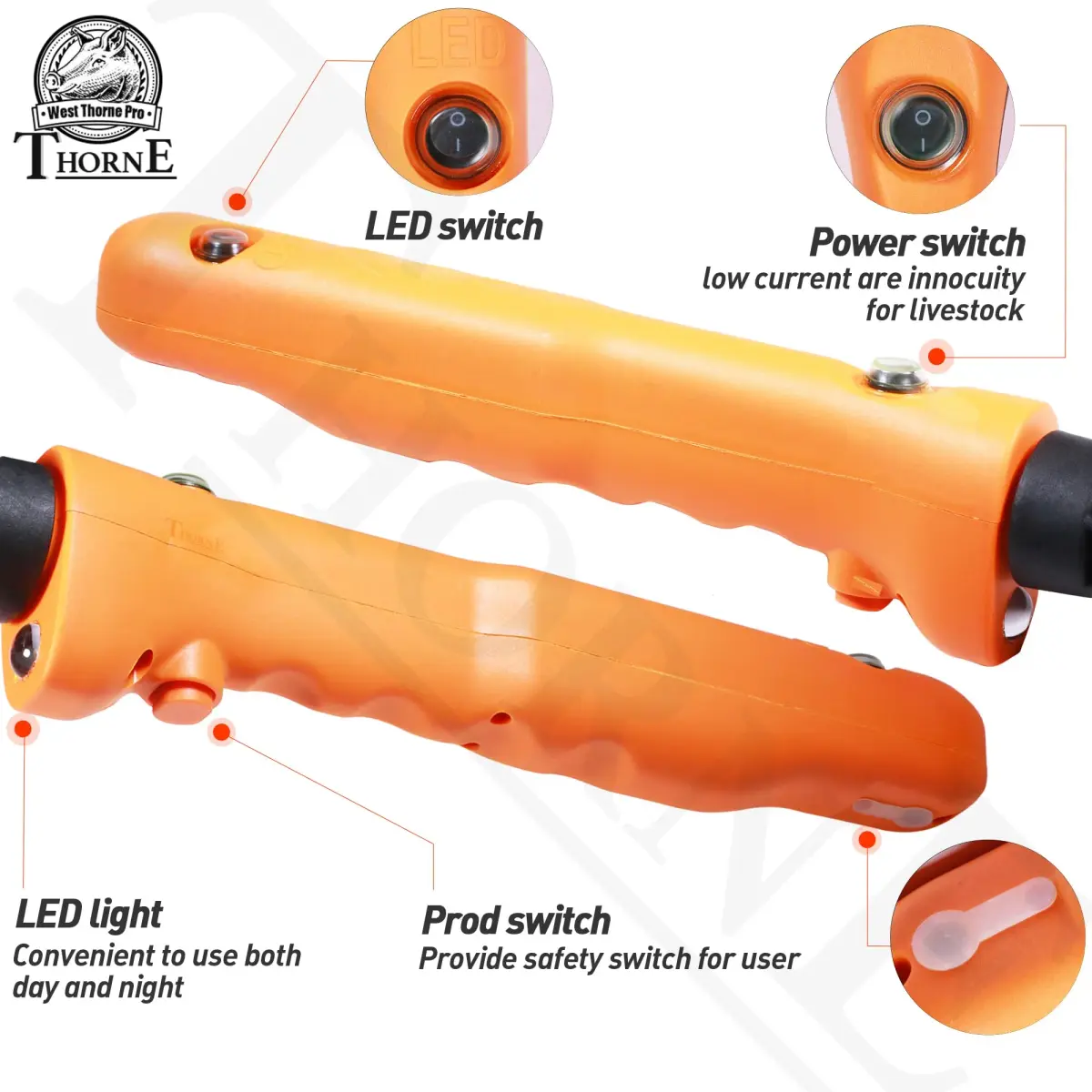 West Thorne Pro Livestock Prod 86cm (33.8in) with LED Light | Reliable Handling for Cattle, Pigs, Sheep - view 5