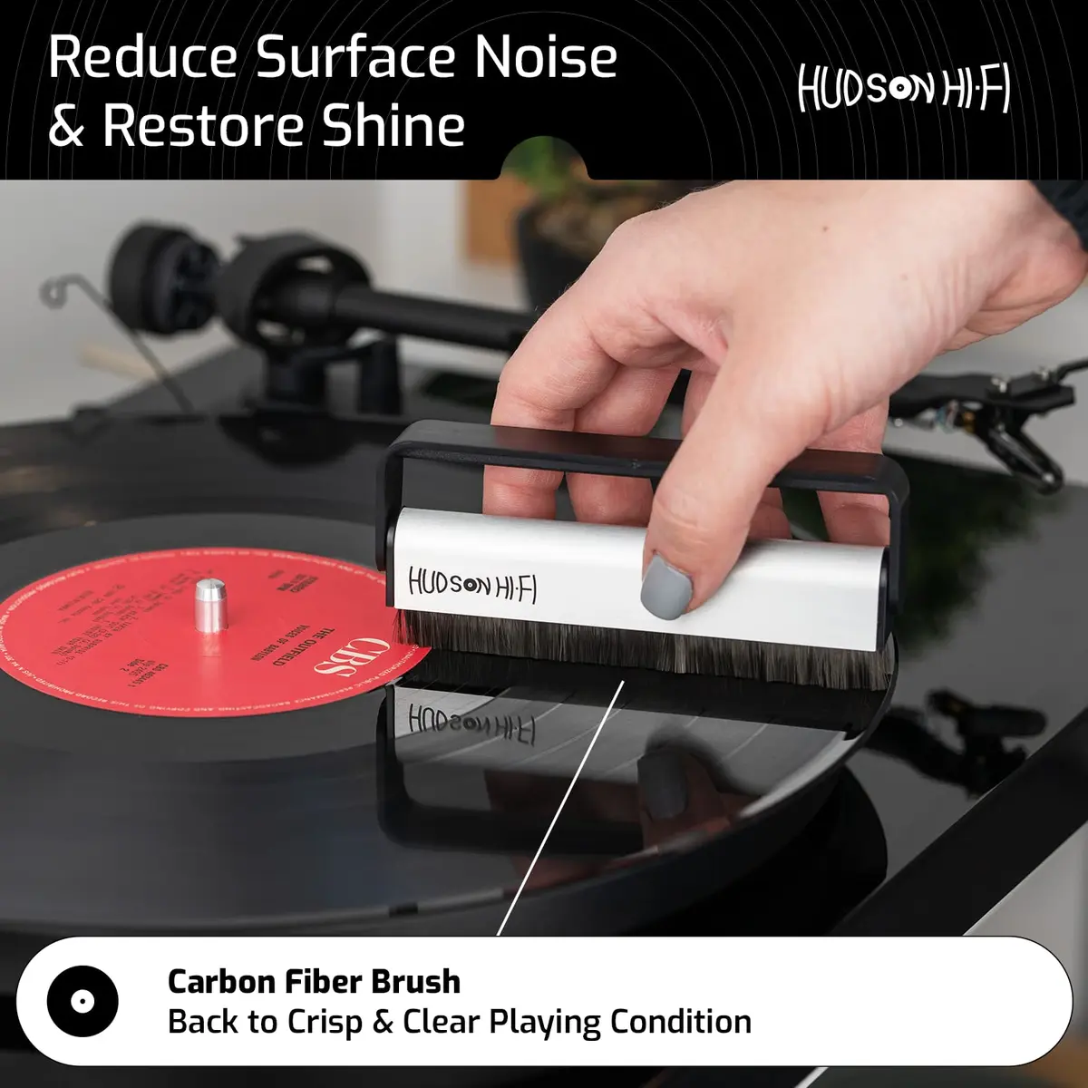Hudson Hi-Fi 9-in-1 Vinyl Record Cleaning Kit – Anti-Static Cleaner, Carbon Fiber & Velvet Brushes, Stylus Gel, Microfiber Cloth, Mitts & Label Protector for LP Care - view 4