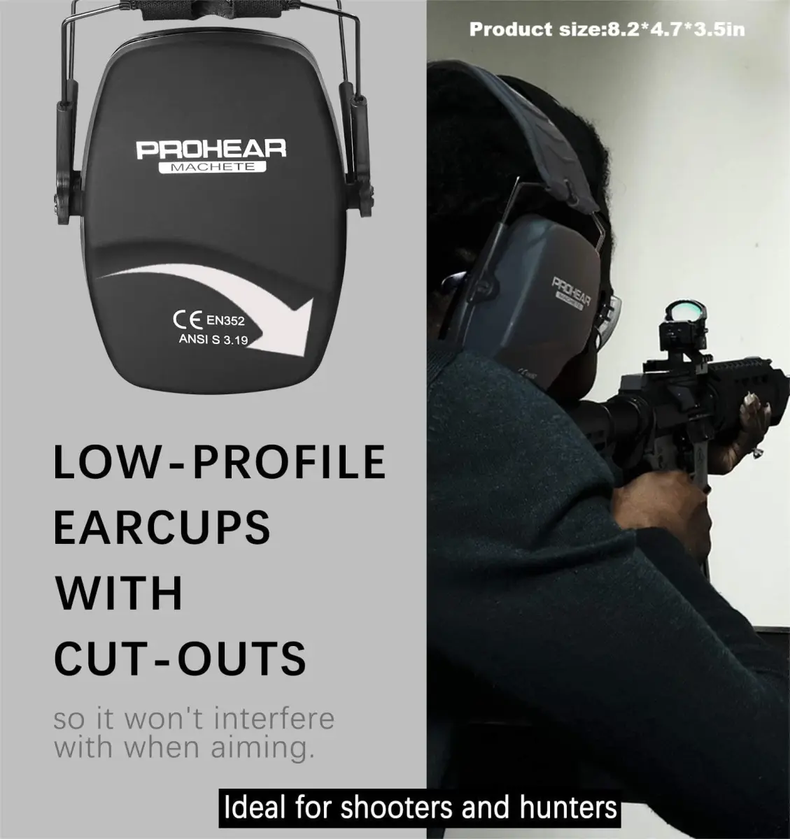 PROHEAR 016 Slim Passive Earmuffs NRR 26dB | Compact Foldable Hearing Protection for Shooting, Hunting, and Workshops - view 3