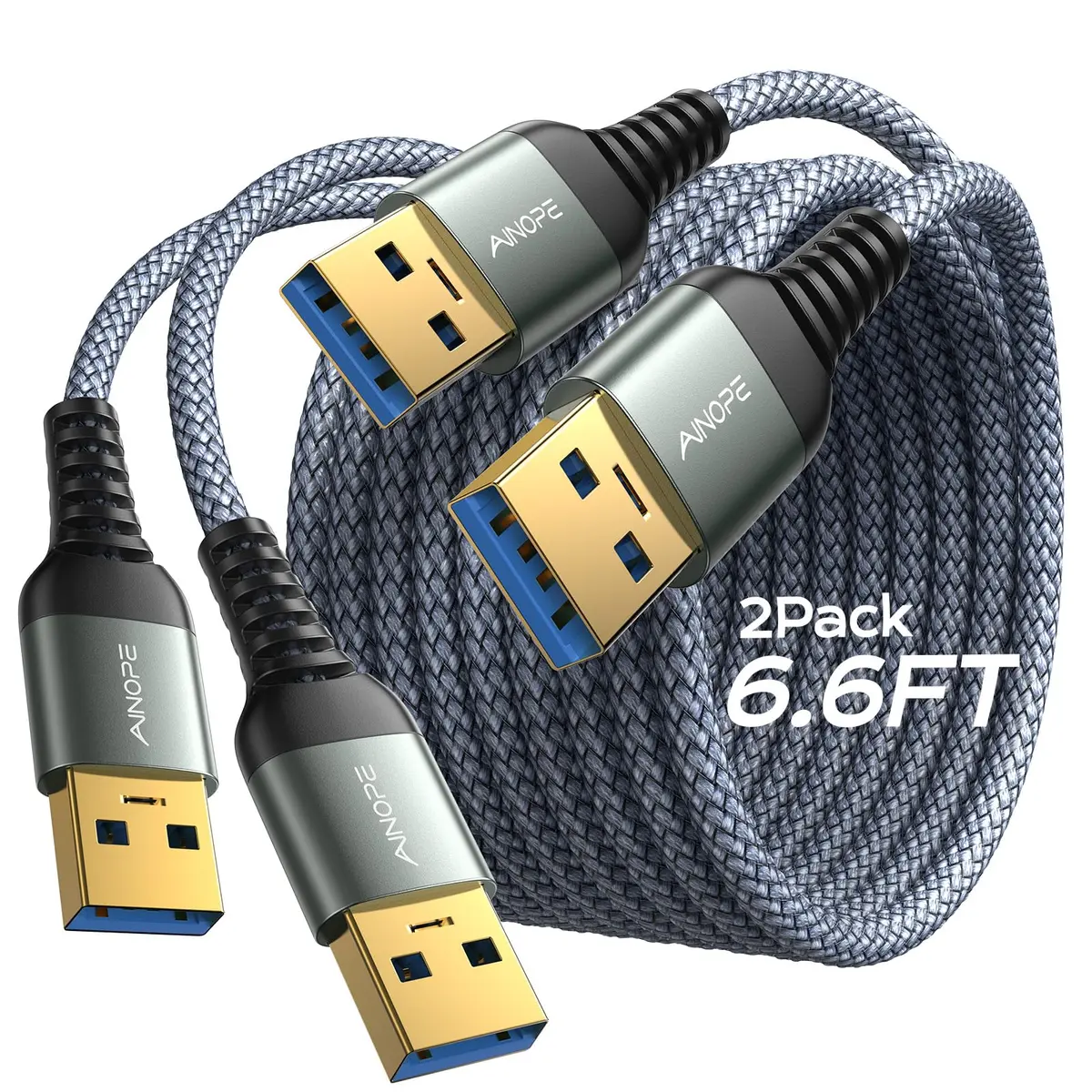 AINOPE USB to USB Cable 6.6FT | Data Transfer & Power for Hard Drives & Laptops - main product image