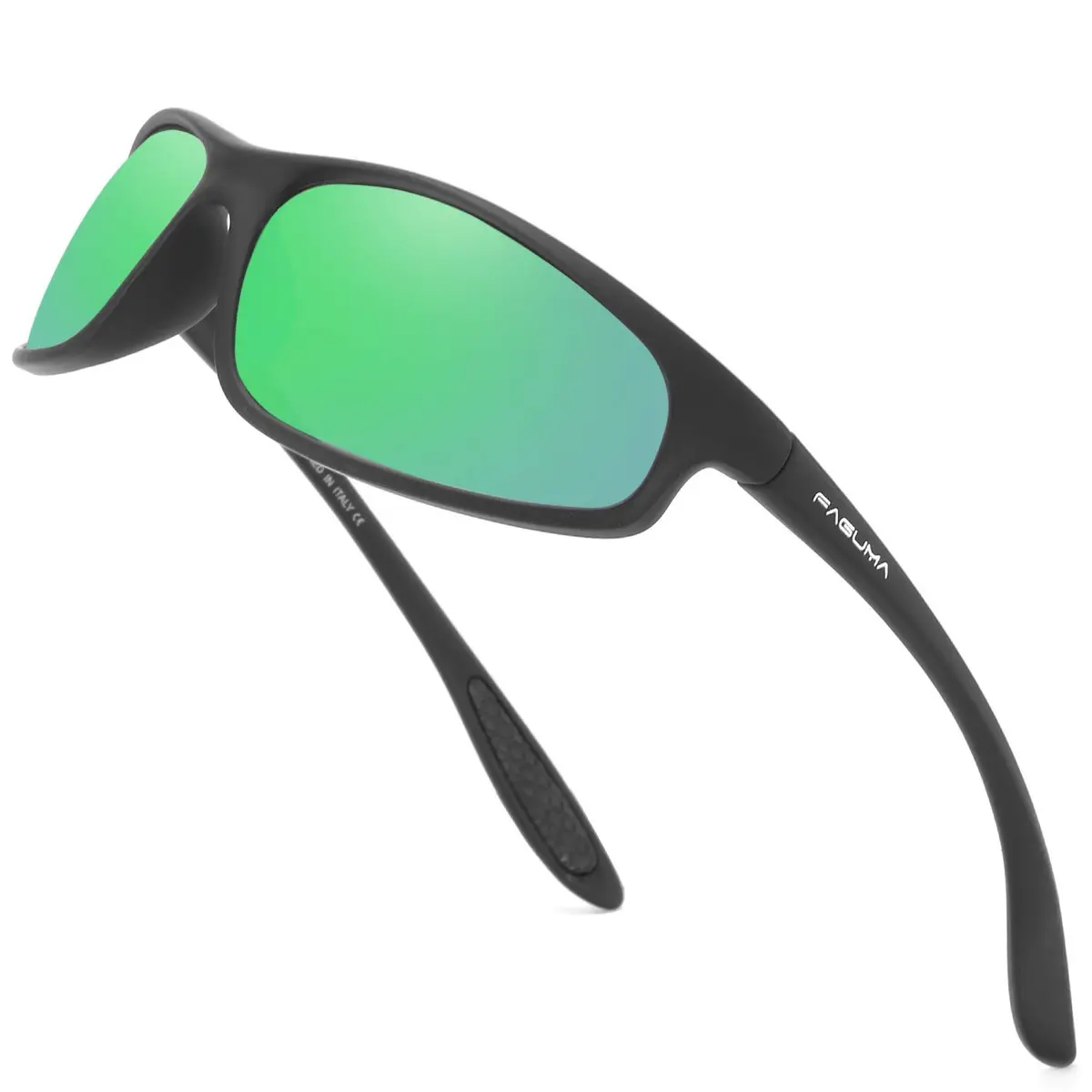 FAGUMA Polarized Sports Sunglasses For Men UV400 Protection Matte Black/Green Mirror | Polarized, Anti-Glare, Lightweight - main product image