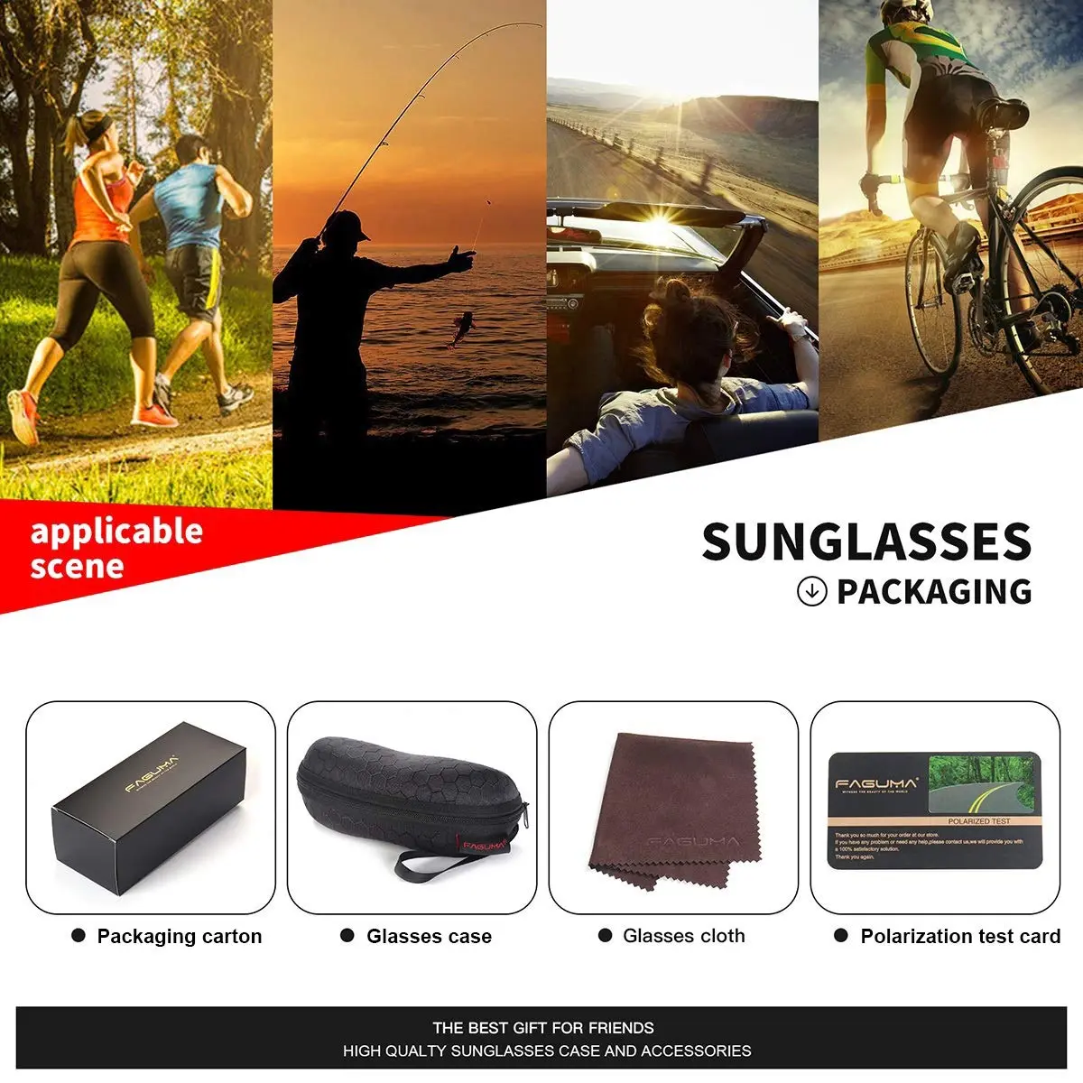 FAGUMA Polarized Sports Sunglasses for Men | UV400 Protection, Matte Black/Grey - view 7
