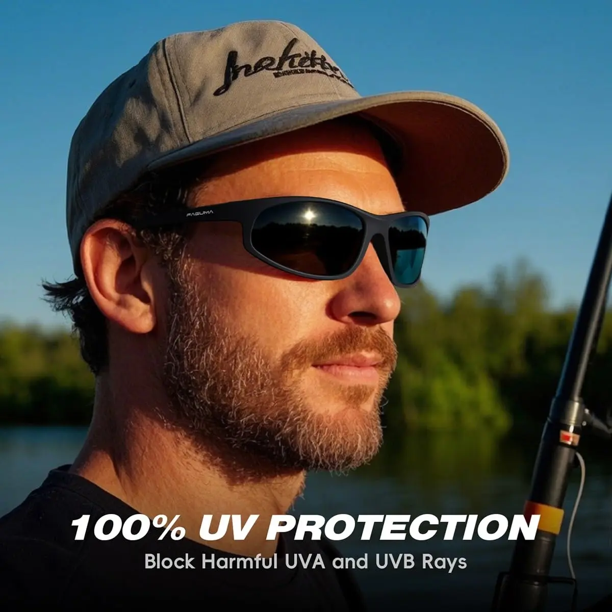 FAGUMA Polarized Sports Sunglasses for Men | UV400 Protection, Matte Black/Grey - view 2