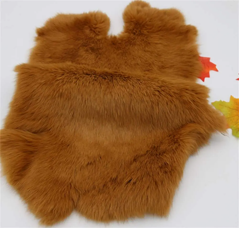 yingda1992 Natural Tanned Rabbit Skin Fur Hide 10"x12" | Sewing Grade Leather & Craft Material - main product image