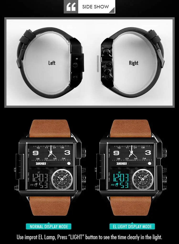 Gosasa Men's Square Large Face Digital Sports Watch | 50M Waterproof LED Quartz - view 3