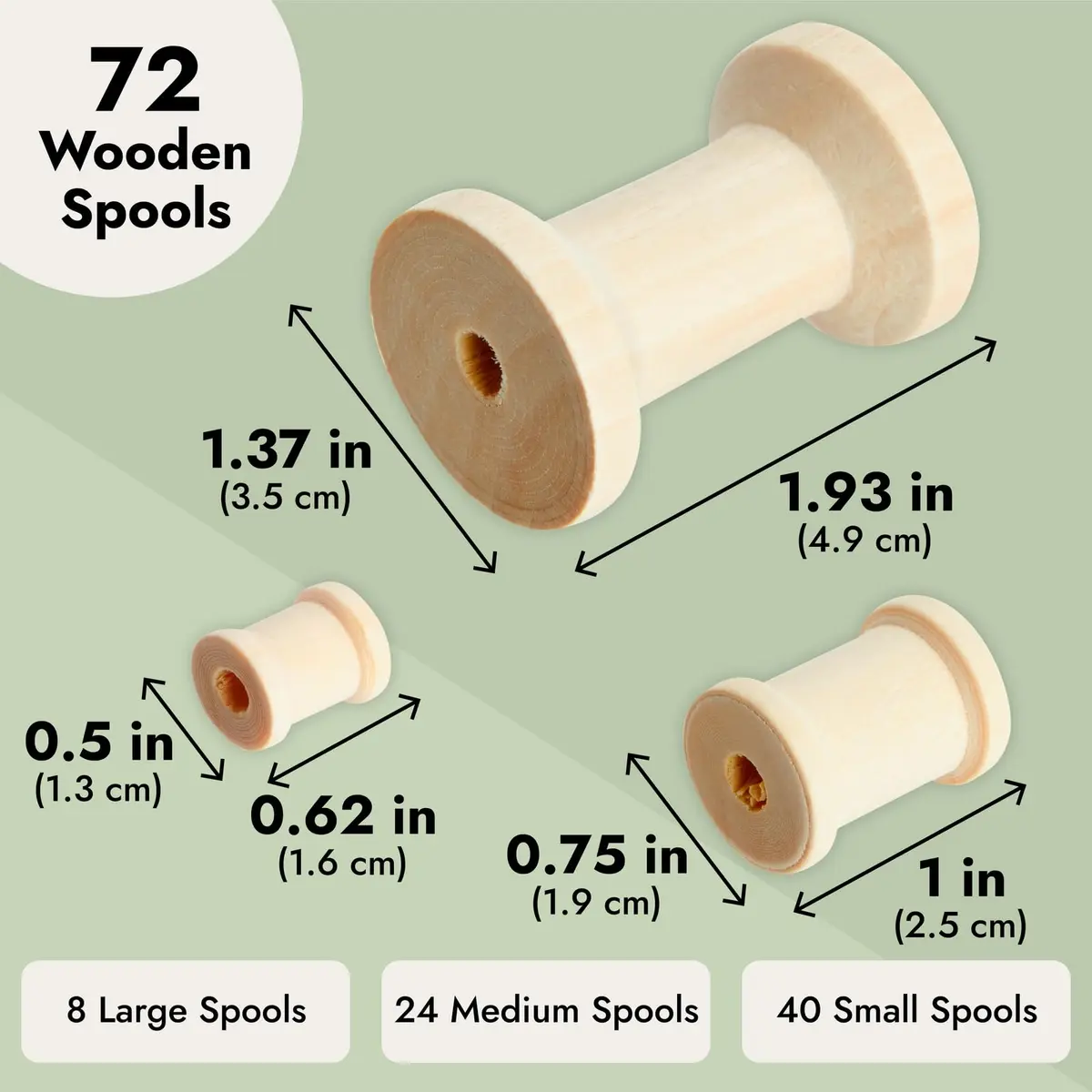 Bright Creations Wooden Spools for Crafts - 72-Pack, Small, Medium & Large, Unfinished Natural Schima Wood | Versatile DIY Thread Holders - view 4