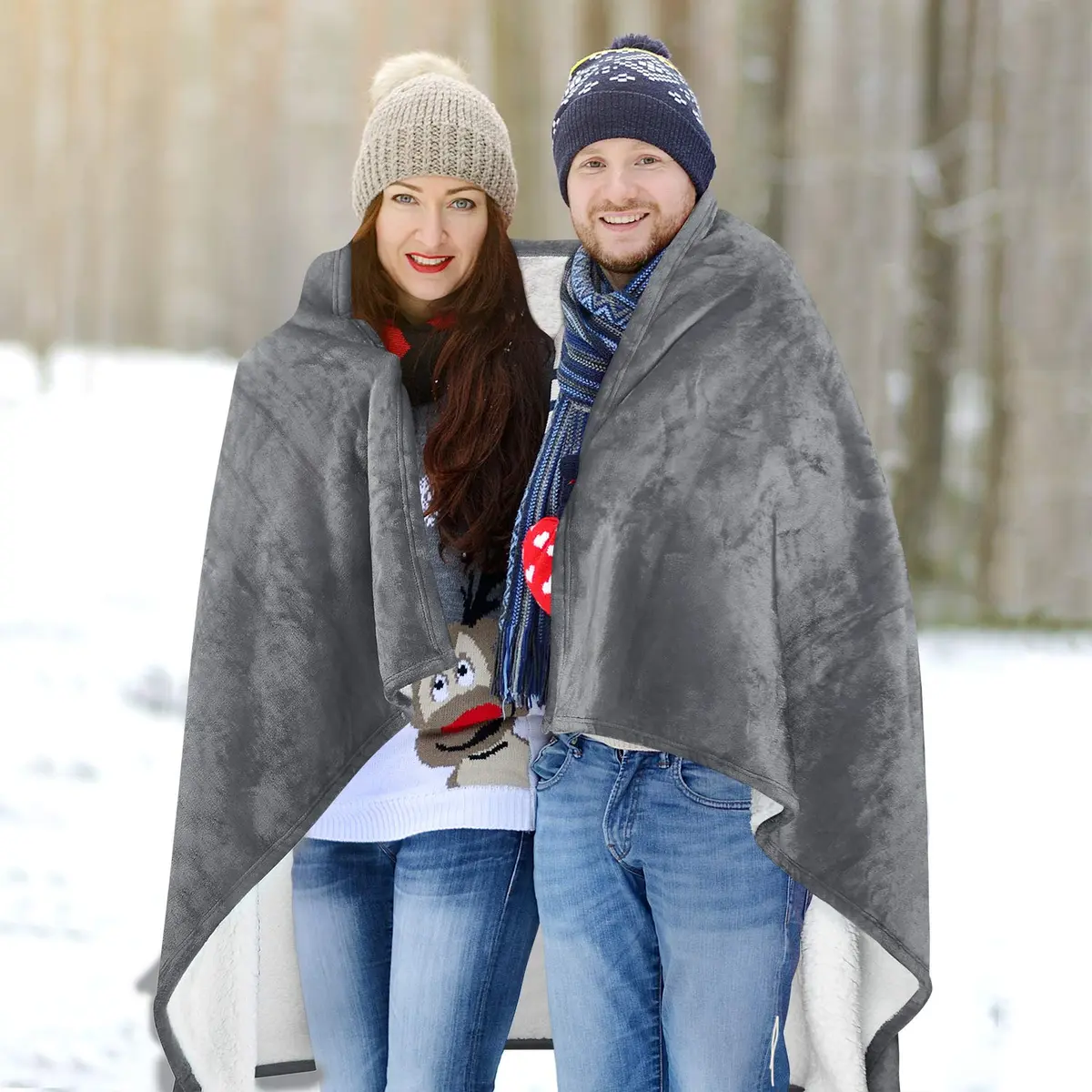 Catalonia Sherpa Wearable Poncho for Adults, Grey | Cozy, Soft, Unisex, No Sleeves - view 5