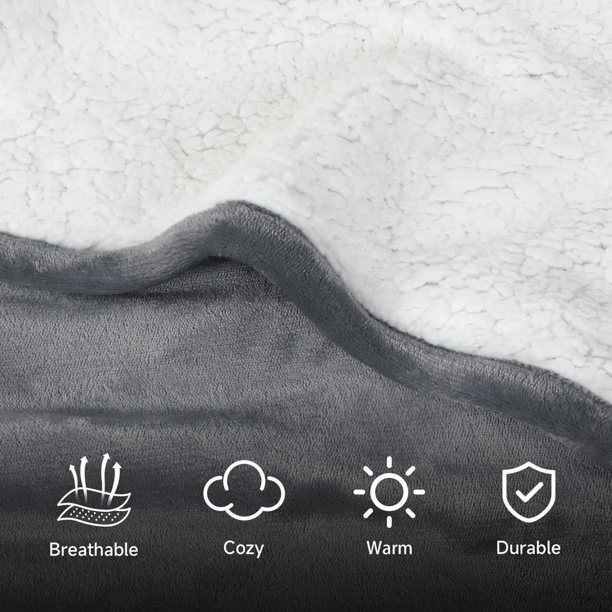 Catalonia Sherpa Wearable Poncho for Adults, Grey | Cozy, Soft, Unisex, No Sleeves - view 6