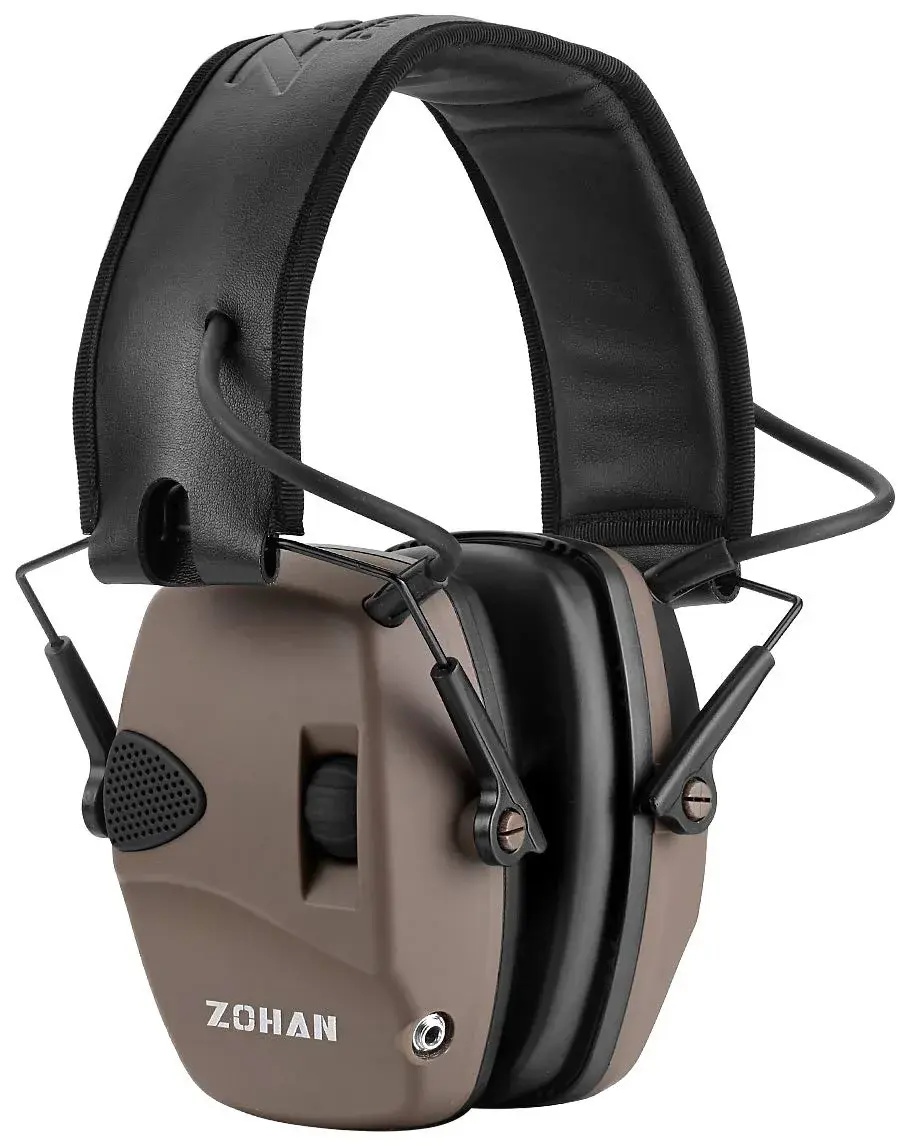 ZOHAN EM054 Electronic Ear Protection for Shooting Range with Sound Amplification Noise Reduction, Ear Muffs for Gun Range (Brown) - NRR 22dB - main product image