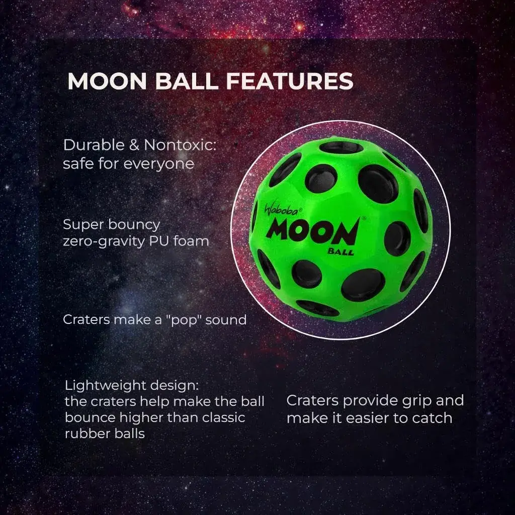 Waboba Original Moon Ball Green Hyper Bouncy | 65mm (2.56in) Playground Ball - view 3