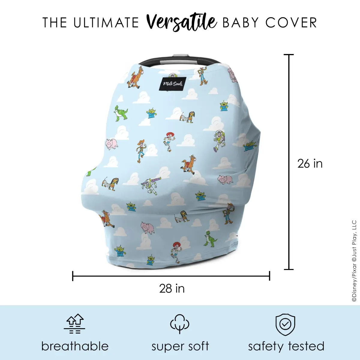 Milk Snob Original Disney Pixar Toy Story 5-in-1 Cover | Breathable Rayon-Blend for Car Seats, Nursing, Shopping Carts, High Chairs, Strollers - view 7