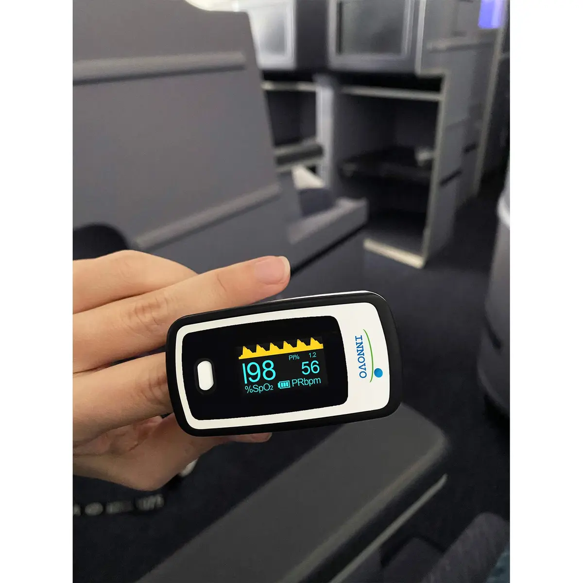 Innovo iP900AP Blood Oxygen Saturation Monitor with Alarm, Plethysmograph & Perfusion Index | Accurate Pulse Oximeter for Home & Travel - view 5